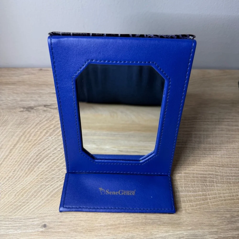 SeneGence International Blue‎ Purple Crocodile Bow Travel Vanity Folding Mirror
